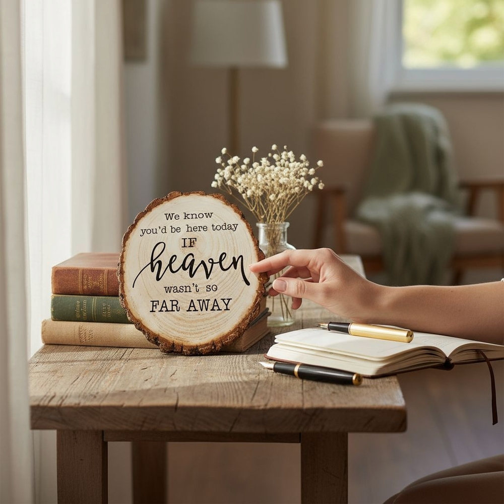 Rustic Wood Slice Sign with Inspirational Quote